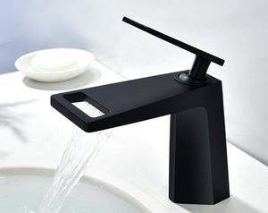 bathroom deck mounted basin Faucet Bathroom Brass matte black color Plated Black Single Handle HOT Cold Water mixer faucet tap BL777