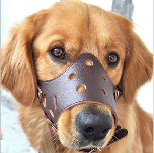 Verstellbare Maulkorb-Masken für Hunde, zur Verhinderung von Bissverletzungen, Anti-Bell-Biss-Mesh, weiches PU-Leder, Mundmaulkorb, Pflege, Kaustopp für kleine und große Hunde