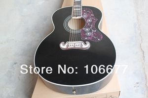 H￶gkvalitativ fabriksgitarr G SJ200 Rosewood Fretboard Black Acoustic Guitar Natural Color