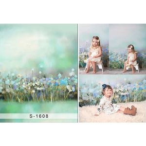 Pastel Green Backdrops for Photography Baby Newborn Photo Studio Props Oil Painting Dandelion Kids Children Photographic Backgrounds