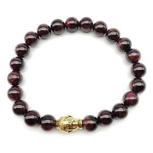 SN1256 In vendita Bracciale con testa di Buddha Bracciale da uomo in granato naturale Bracciale Buddha con gioielli di design vintage nuovo arrivo