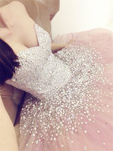 2020 Yeni Uzun Balo Quinceanera Elbiseler Kristaller için 15 Yıl Tatlı 16 Artı Boyutu Pageant Balo Parti Kıyafeti QC1046