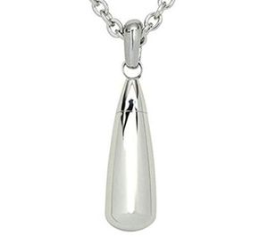 Silver Teardrop Stainless Steel Cremation Urn Necklace Pendant with Fill Kit Ashes Holder Jewelry - Chain measures 50cm long