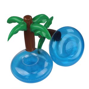 PVC 팽창 식 음료 컵 홀더 물 완구 도넛 플라밍고 코코넛 나무 모양의 부동 매트 플로팅 풀 완구 MA0009A