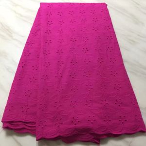 5Yarder / PC Gorgeous Fuchsia Latice Design Afrikansk bomullstyg Broderi Swiss Voile Lace för kläder BC29-4