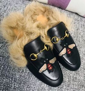 2018 여성 모피 슬리퍼, 카우보이 신발, 신발, 디자이너 가죽, 가죽 신발, 금속 체인, 여성 캐주얼웨어.