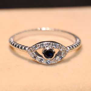 Size 5/6/7/8/9 Cool Punk Fashion Jewelry Real 100% 925 Sterling Silver Blue Sapphire CZ Diamond Fish Eyes Women Women Wedding Band Ring Gift