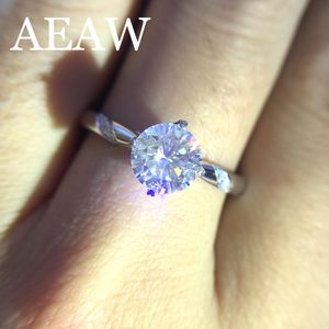 2 Carat 8mm Round Cut Engagement&Wedding Moissanite Diamond Ring Solid Genuine 14K 585 White Gold for Women S923
