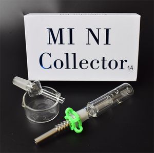 DHL 10mm 14mm 18mm 공동 미니 수집기 키트 미니 키트 유리 흡연 파이프 Dab Straw Nector Collectors with Mouthpiece Titanium Tip