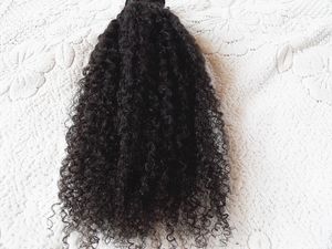 Cabelo Humano Virgem Remy Brasileiro Cabelo Encaracolado Kinky Trama Do Cabelo Humano Extensões de Cabelo Humano Não Processado Cor Preta Natural