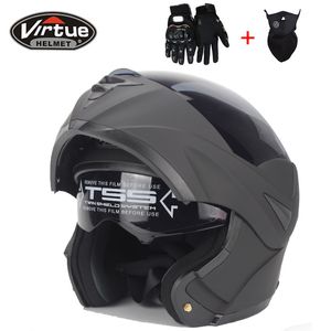 fashion double lens flip up motorcycle helmet motocross full face fit for men women