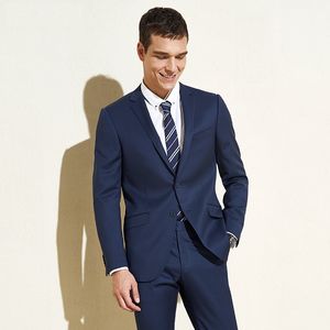 Designer Navy Blue Mens Suit Slip Fit Groomsmen Wedding Youxedos Due pezzi Groom Attrezzatura Blazer di business di bavaglio con giacca e pantaloni 415