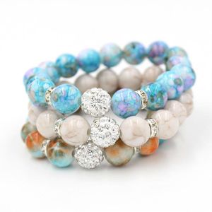 Nuovi arrivi gioielli di perline, mescolare 3 colori 12mm fili di perline palla stretch braccialetto di perline 12mm acrilico perline braccialetto flessibile per i regali delle donne
