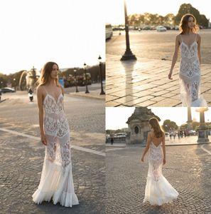Eisen Stein Sexy Wedding Dresses Spaghetti Lace Beach Wedding Bridal Gowns Floor Length Backless Boho robe de mariée