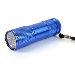 Aluminium 9 LED UV Ultra Violet Mini Portable Flashlight Torch Light Lamp Nail Dryer UV Lamp Fast Cure Nail Gel battery flashlights
