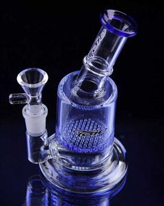 Ny design med perkolator honeycomb perc tvåfunktions glasbong vattenpipa böjd nackbong bubber 14,4mm led