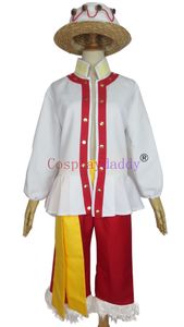 Tema kostümü bütün kek adası ark çelik şapka maymun d luffy üniform cosplay kostüm