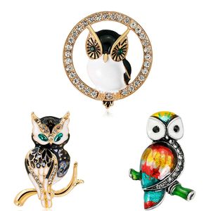 Fashion Rhinestone Crystal Enamel Brooch Clothes Accessories Night Owl Insect Brooches Jewelry Pins For Suit Dress free ship