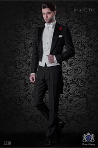 New Design Preto Tailcoat Noivo Smoking Homens Desgaste Do Casamento Noivo Homens de Alta Qualidade Formal Do Partido Do baile de Finalistas Terno (Jacket + Pants + Tie + Vest) NO: 956