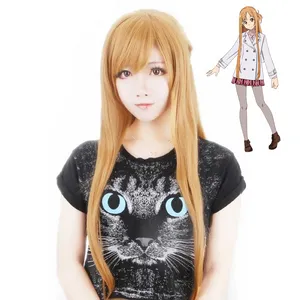 Rollspel Long Orange Braids Cosplay Peruk för Sword Art Online Yuuki Asuna