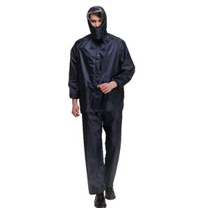 new raincoat Rain pants Polyester raincoat set adult waterproof Windproof Breathable thickening hooded raincoat(Back reflective strip)