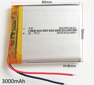 Модель 805060 3.7 V 3000mAh литий-полимерный LiPo аккумулятор для PAD мобильный телефон GPS power bank камеры электронные книги Recoder TV box