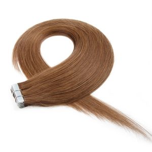 elibess brand 200g remy glue skin weft tape in 100 brazilian human hair extensions nice natural straight 18-24 inch bulk hair