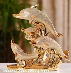 ceramic dolphin home decor crafts room decoration ceramic kawaii ornament porcelain figurines animal figurines decorations