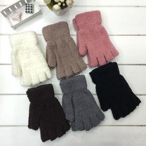 Женщины наполовину пальцы перчатки зима теплые варежки для взрослых размер женщина мода перчатка без пальцы оптом melody2041