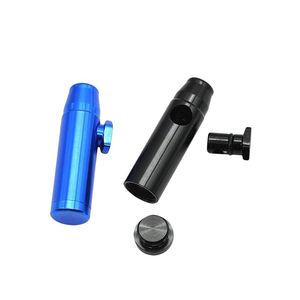 Mini tubo colorato a forma di proiettile Snuff Naso in metallo Facile da trasportare Tubo da fumo pulito di alta qualità Design unico Snorter Sniffer Portasigarette con imbuto di riempimento