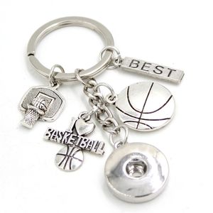 Nova Chegada DIY Intercambiável 18mm Snap Jóias Snap Chaveiro Basquete Chaveiro Saco Charme Snaps Chaveiros para Fãs Esportivos Presentes