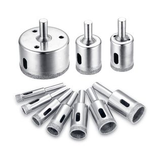 Freeshipping 10 Pçs / lote Broca Set 8-50mm Diamante Revestido Núcleo Buraco Saw Brocas Ferramenta Cortador De Cerâmica Telhas De Mármore De Vidro Granito