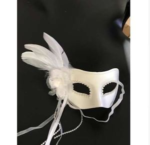 Multi-Tipos Máscara de Veneza Masquerade Princesa Cos Homens e Mulheres Penas Plus Flor Lace Face Branco Partido Fornecimento Casamento Halloween