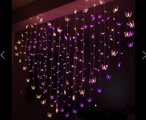 2Mx1.6M 128 luci a Led lampeggianti Luci a stringa stelle proposta romantica layout creativo ciondolo a forma di farfalla colore decorazione della stanza di compleanno
