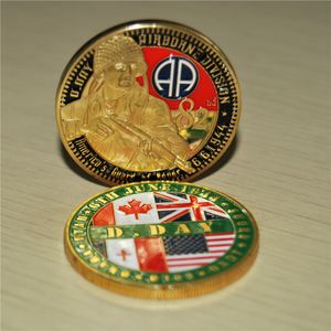 82nd Airborne Division D-Day Omaha Gold Utah Juno Sword Beach Gold Plated Coin