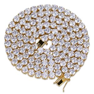 Hip hop rosegold guld silver 5mm kubik zirkon tennis kedja halsband 1 rad micro pave cz koppar smycken droppe frakt