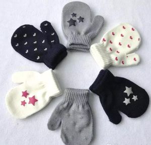 6 cores crianças luvas de coração começam a tricotar luvas quentes de deslizamento crianças meninos meninas luvas unissex de crianças presentes