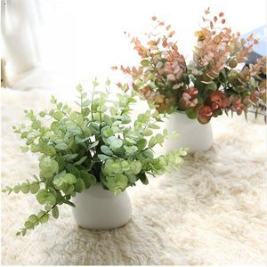 DIY handgefertigtes Kunststoff -Grasweizenpflanze Künstliche Bouquet für Home Hotel Party Dekoration Eukalyptus Blätter Orchideenpflanzen GA485
