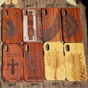 Källtillverkare äkta träfodral för iPhone X 10 7 Plus 8 6 6s 5 SE Mobile Mobiltelefonkåpan Bambu Träfall för Samsung S9 S8 S7
