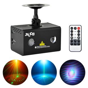 Mini 9 Gobos RG Laser Ljus Aurora RGB LED Vatten Galaxy Projektor Sound Auto Stage Lighting DJ Xmas Home Party Show