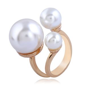 Fashion Hand Decoration High Creative Band Rings Pearl Index Finger Ring #17 #18 #19 Size Grace Women