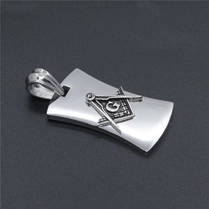 Ciondolo massonico massonico in acciaio inossidabile lucidato lucido di alta qualità con pendenti in argento massone con pendenti per collana