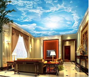 3d ceiling wallpaper custom Sky scenery 3d ceiling wall papers home decor 3d living room ceiling wallpaper murals european