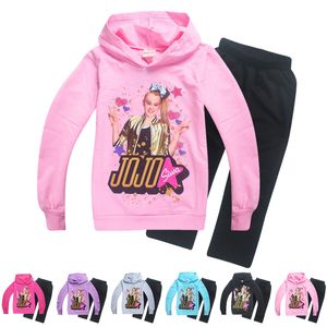 JoJo Siwa Girls Troushers Roupfits Autumn Children Capuzes Sortos + calças longas 2pcs Ternos impressos para crianças conjuntos de roupas casuais C3915