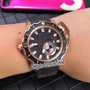 2018 New Style Diver 3203-500LE-3/93-HAMMER Rose Gold Black Dial Mens Watch Big Crown Automatic relógios desportivos de borracha preta Puretime B1d4