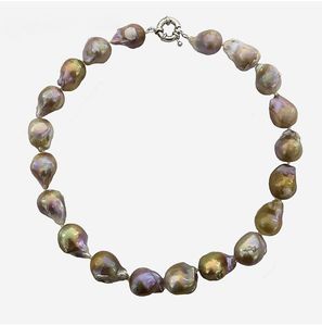 Wholesale real purple pearl necklace for sale - Group buy Selling well purple golden large size tissue nucleated flame ball shape baroque pearls necklace freshwater real natural pearls