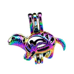 10pcs/lot Rainbow Color Cute Sea Turtle Beads Cage Locket Pendant Diffuser Aromatherapy Perfume Essential Oils Diffuser