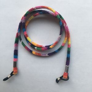 sunglass rainbow color flat woven cotton cord spectacle string eyewear readers frame retainer colorful lanyard beach strap/sunglass chain