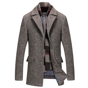 Cappotto lungo da uomo in lana 50% di alta qualità Cappotto invernale Cappotto lungo da uomo più spesso Trench caldo invernale Piumini caldi Taglia 4XL