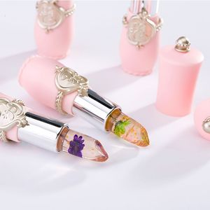 Pop Jelly Crystal Flower Lápiz labial Duradero Duradero Color Impermeable Cambiando Lápices labiales Transparentes Calidad Moda Moda Maquillaje